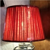 Red Pleated Linen Shade